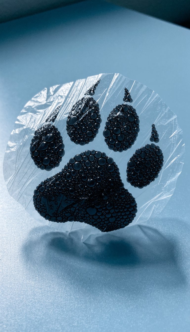 Closeup of a paw-print receipt on a clutter-free desk